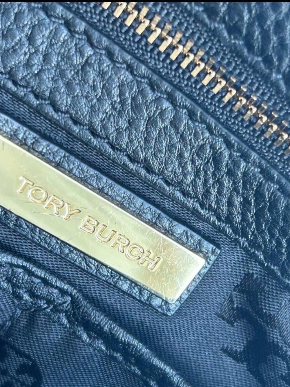 Tory Burch Black Leather Tote with Gold Logo Accent - Picture 6 of 7